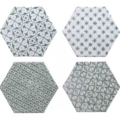 Portugese Tegel 15x15 Wit Groen Marrakech