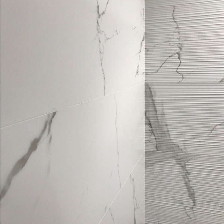 Marmerlook Tegel 120x40 Decor Wit Gestreept Statuario Relieve SF