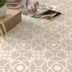 Tegel 20x20 - Vives Svenska Blomknopp Siena Patroontegel
