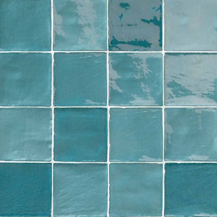 Handvorm Tegels 10x10 - Marokkaanse Zellige Natucer Stow Mix Turquoise Blauw