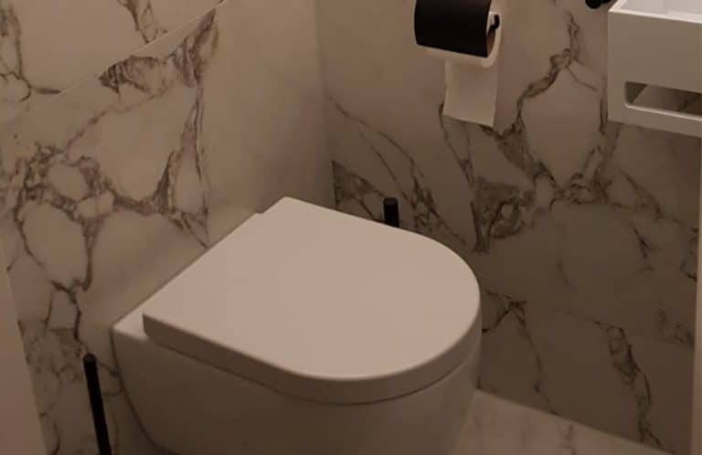 Paonazzeto marmerlook tegels in het toilet