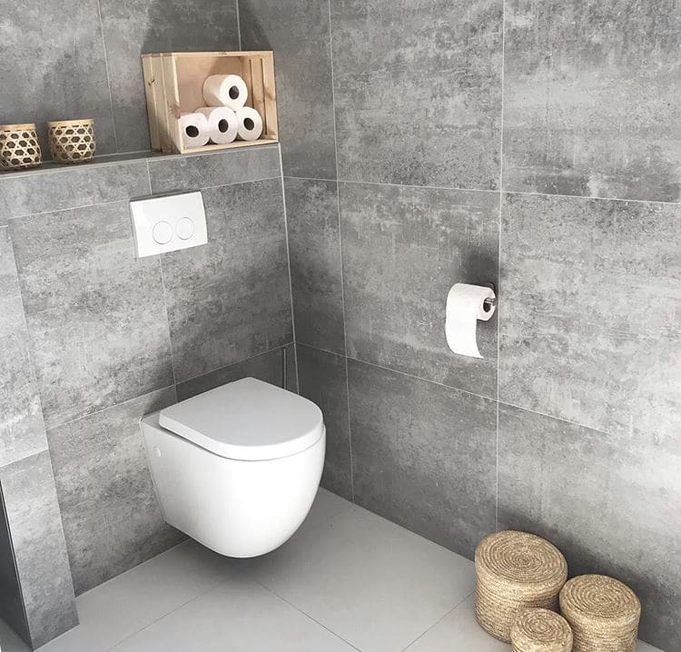 Betonlook wandtegels in de badkamer