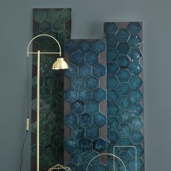 Alternative view of Hexagon Tegel 16,2x18,5 - Esama Reactief Glazuur Groen Blauw