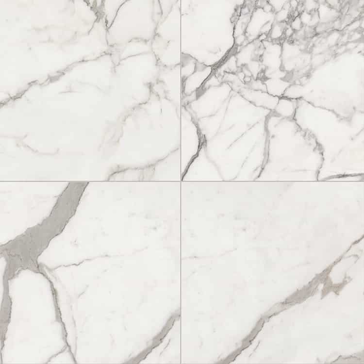 Marmerlook Tegels 120x120 ELLU Calacatta Gebroken Wit Grijs Hoogglans