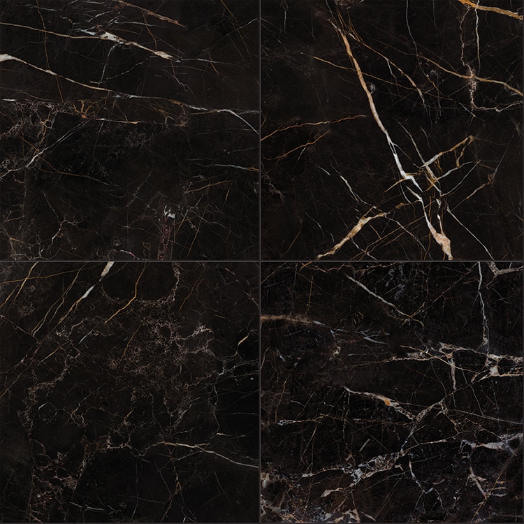 Marmerlook Tegels 60x60 ELLU Port Laurent Zwart Wit Hoogglans