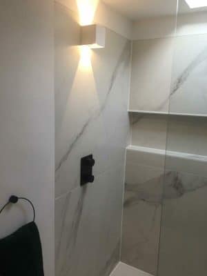 Marmerlook Tegels Hexagon Gestucte Muur Badkamer