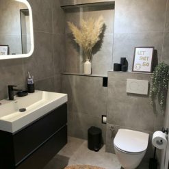60x60 Warm Grijze Betonlook Tegels Badkamer
