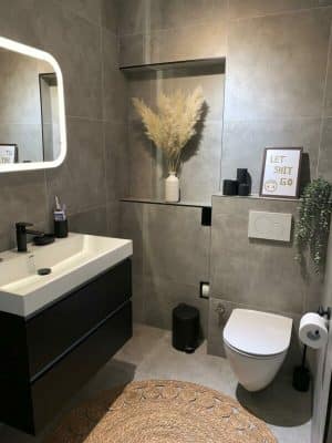 60x60 Warm Grijze Betonlook Tegels Badkamer