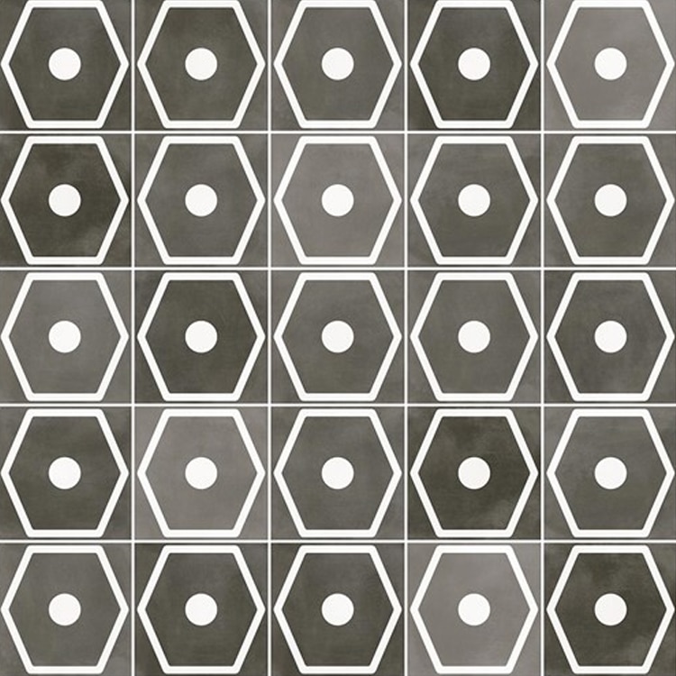 Tegel 29,3x29,3 - Pop Tile Janis Marengo Zwart Wit Tegel 29,3x29,3 - Pop Tile Janis Marengo Zwart Wit