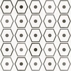 Portugese Tegels 29,3x29,3 - Pop Tile Janis Nacar Wit Zwart Patroon