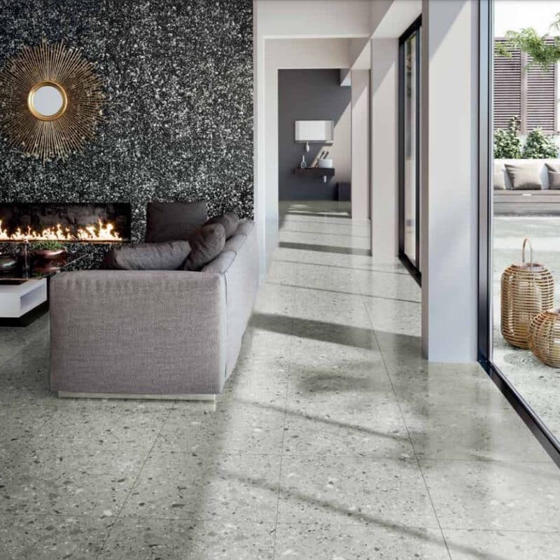 Terrazzo Look Tegel Grijs 60x120 Venice Villa Grey Naturale Terrazzo Look Tegel Grijs 60x120 Venice Villa Grey Naturale
