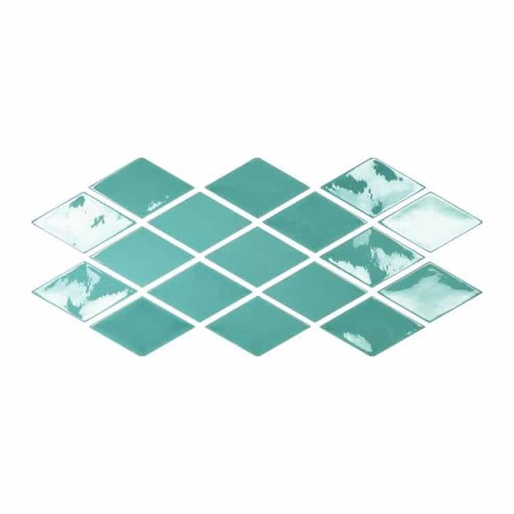 Ruit Tegels 9,8x16,7 - Memories Looks Handvorm Acqua Turquoise Blauw Patroon
