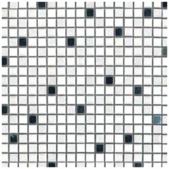 Glas- en Natuursteenmozaïek - Wit RVS Metaal 15x15