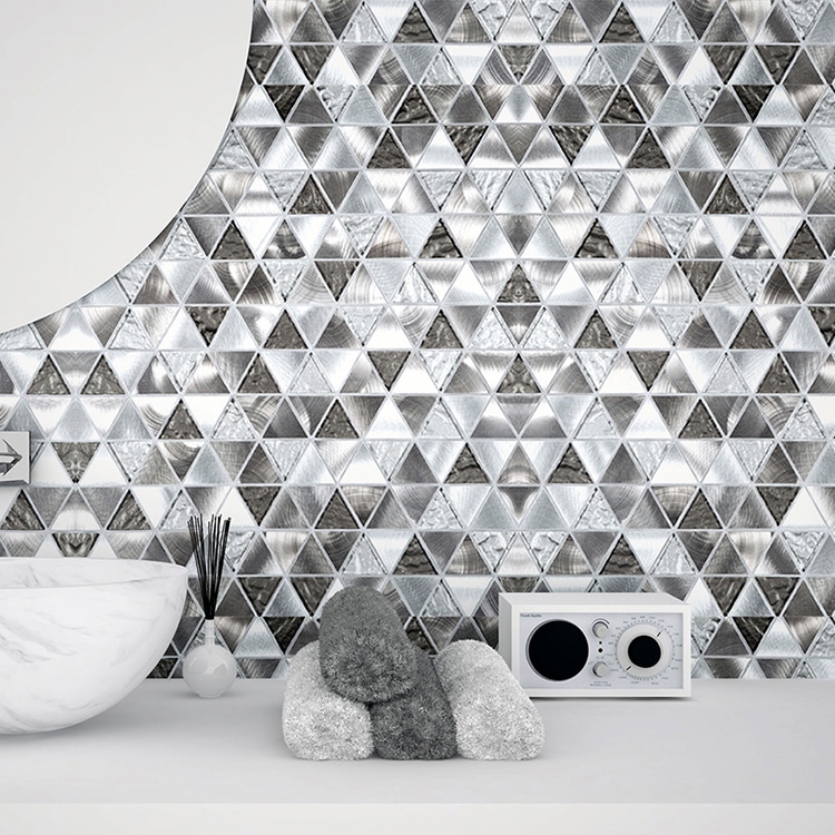 Glas- en Metaalmozaiek - Trinity Silver Zilver