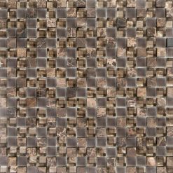 Glas- en Natuursteenmozaïek - Lumille Visone Lichtgrijs Bruin