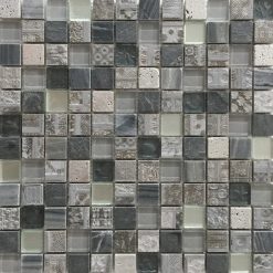 Glas- en Natuursteenmozaïek - Seafoam Zilver Grijs 23x23