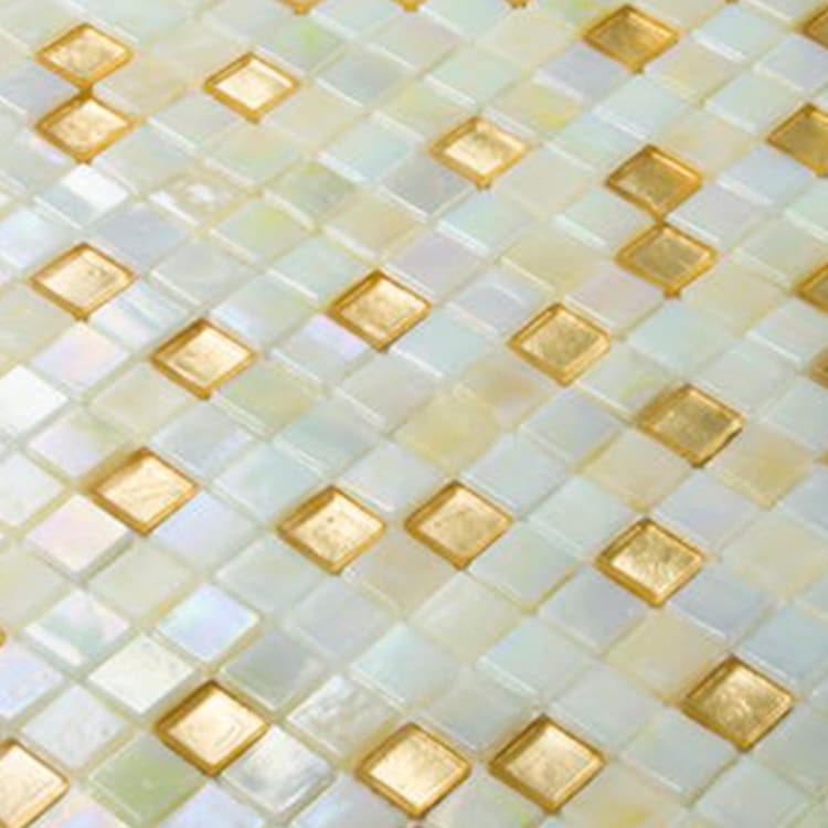 Glasmozaïek - Albast Creme Goud 15x15