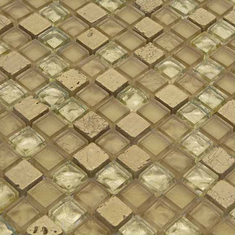 Glas- en Natuursteenmozaïek - Goud Kristal 15x15