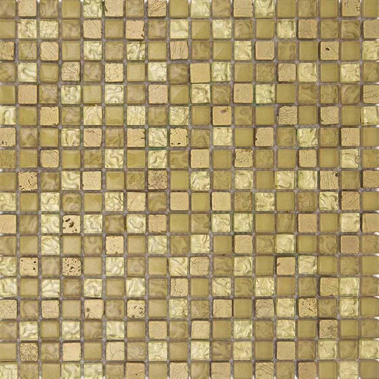 Glas- en Natuursteenmozaïek - Goud Kristal 15x15