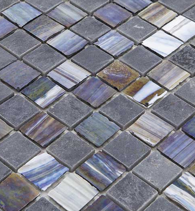 Natuursteen- en Glasmozaïek – Zwart Noir Vierkant 25x25