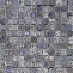 Glas- en Natuursteenmozaïek - Grijs Linnen 23x23
