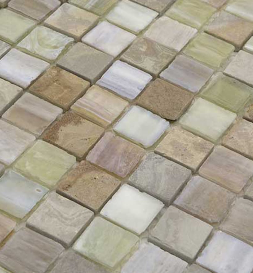 Natuursteen- en Glasmozaïek – Grijs Perle Vierkant 25x25