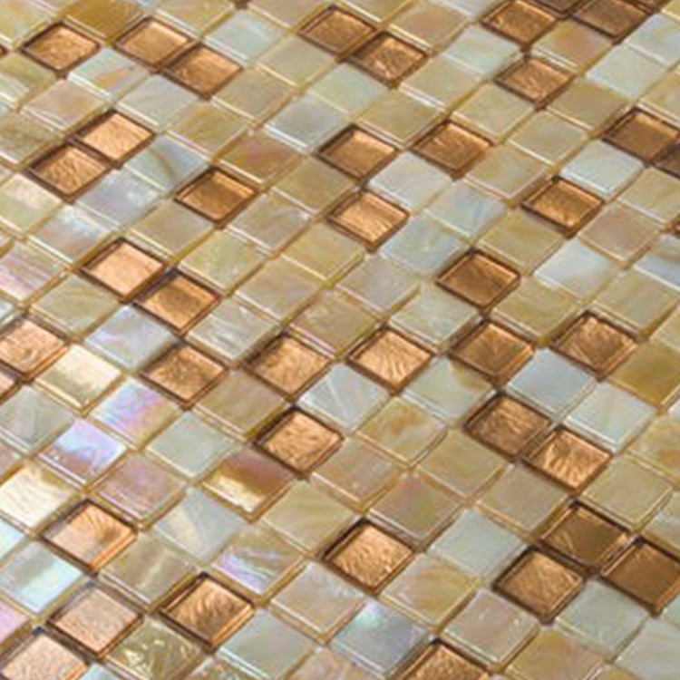 Glasmozaïek - Horn Goud Oranje Parel 15x15