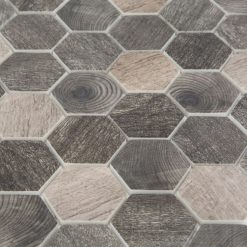 Alternative view of Glasmozaïek - Zeshoek Hexagon Houtlook Donker 48