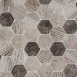 Glasmozaïek - Zeshoek Hexagon Houtlook Licht 48
