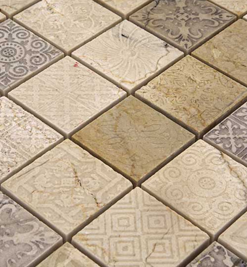 Natuursteenmozaïek - Patroon Quadro Creme 48x48