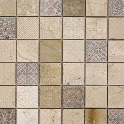 Natuursteenmozaïek - Patroon Quadro Creme 48x48