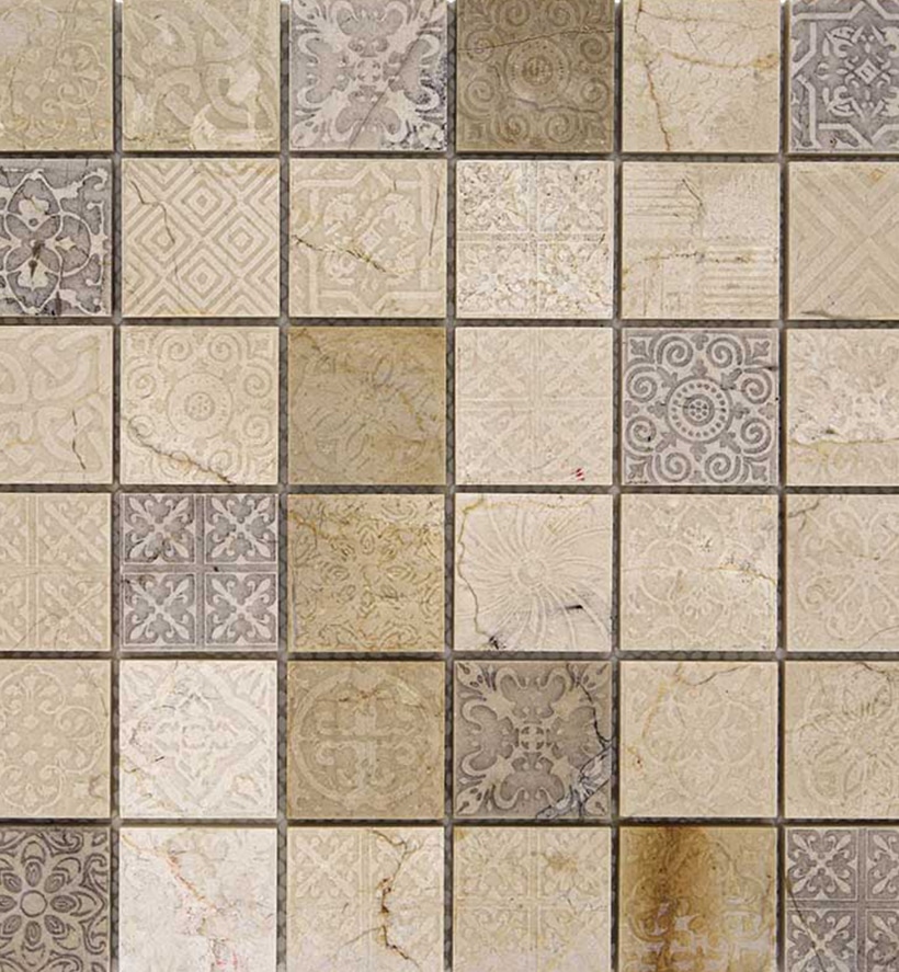 Natuursteenmozaïek - Patroon Quadro Creme 48x48