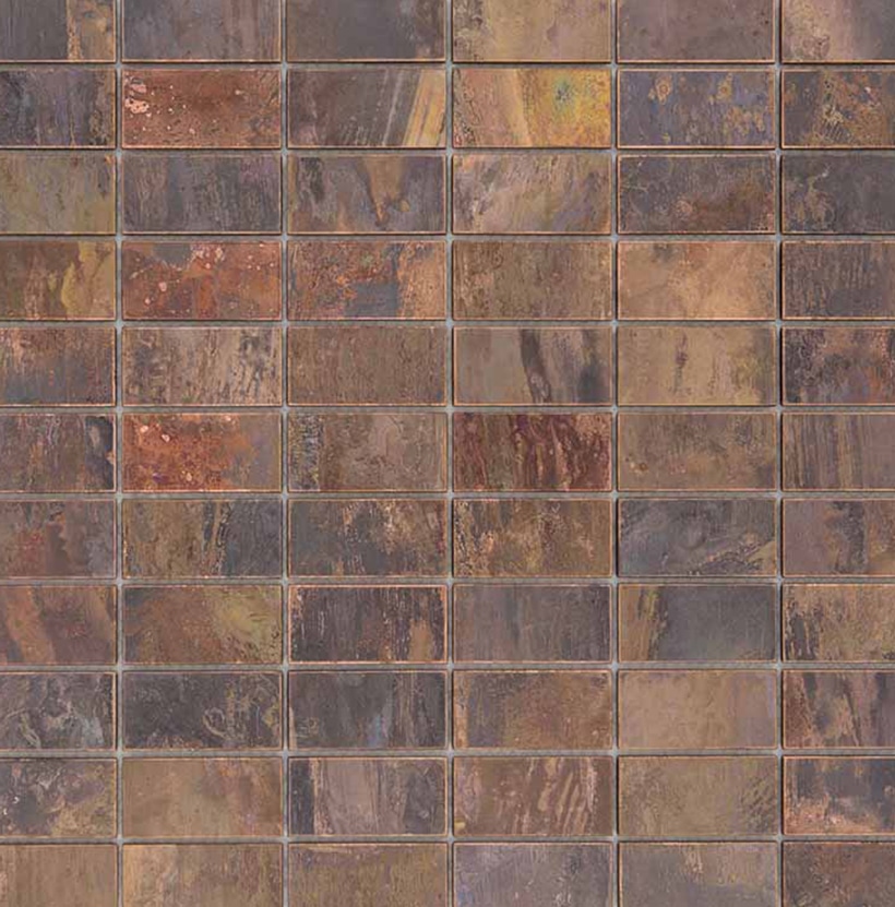 Kopermozaïek - Roestlook Rechthoek 25x50