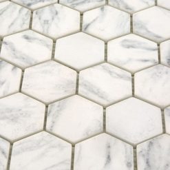 Alternative view of Glasmozaïek - Zeshoek Hexagon Marmerlook Wit 48