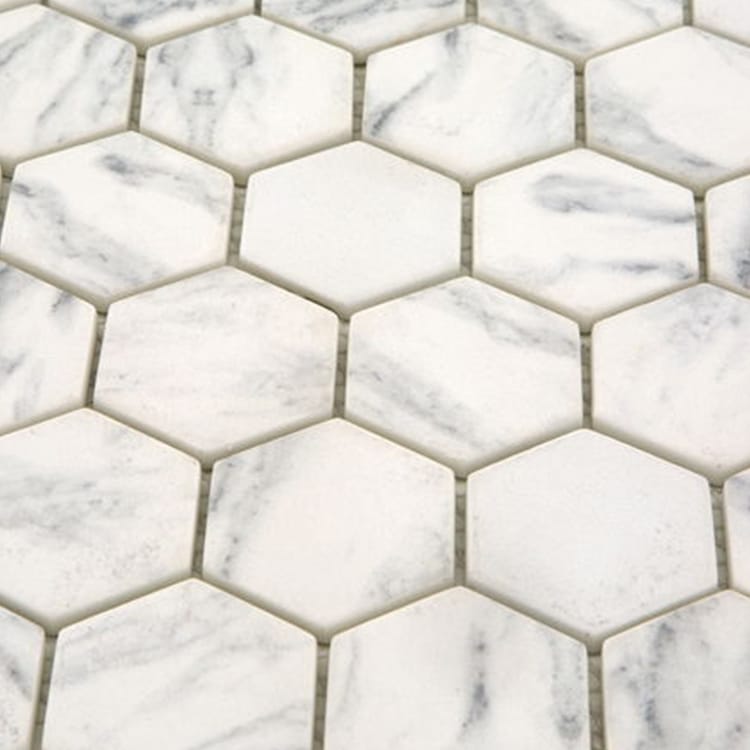 Glasmozaïek - Zeshoek Hexagon Marmerlook Wit 48
