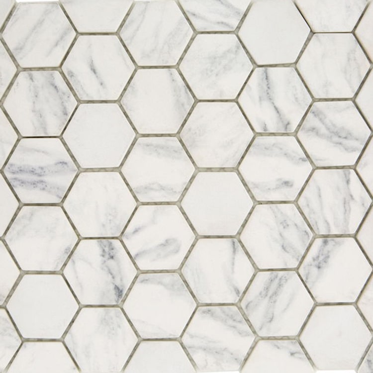 Glasmozaïek - Zeshoek Hexagon Marmerlook Wit 48
