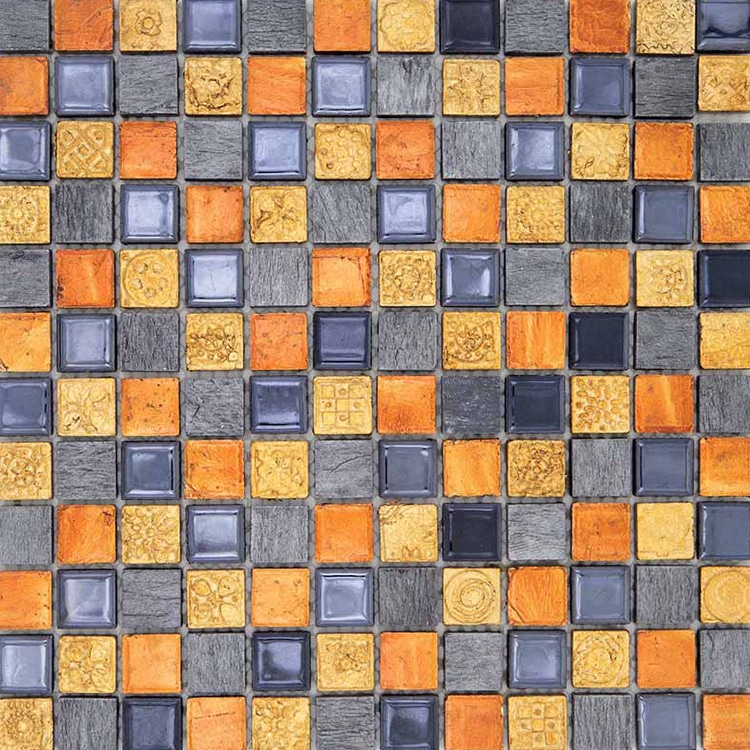 Glazuur- en Natuursteenmozaïek - Oranje Fantasie 23x23