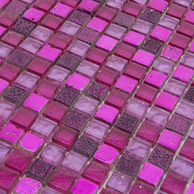 Glas- en Natuursteenmozaïek - Paars Glans 15x15