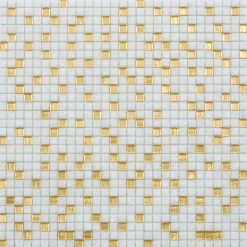 Glasmozaïek - Pixel Wit Met Goud 10x10