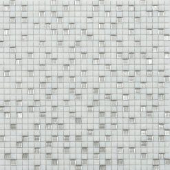 Glasmozaïek - Pixel Wit Met Zilver 10x10