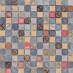 Glas- en Natuursteenmozaïek - Rustiek Multi Patchwork 23x23
