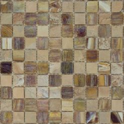 Natuursteen- en Glasmozaïek – Bruin Sable Vierkant 25x25