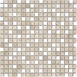 Natuursteenmozaïek - Travertino Wit Parelmoer 15x15