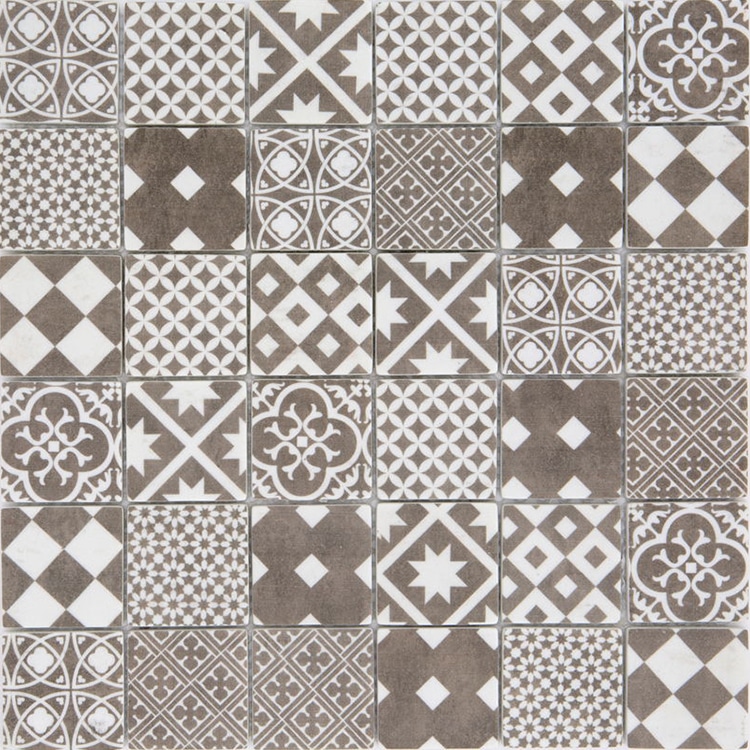 Glasmozaïek - Zand Cement Portugese Print 48x48