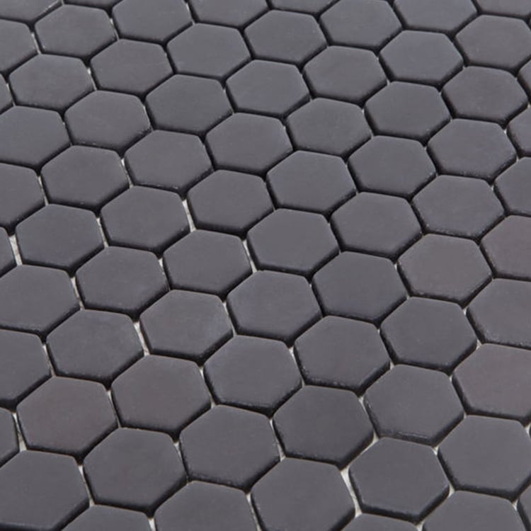 Glasmozaïek - Zeshoek Hexagon Antraciet Zwart 23