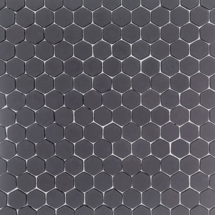 Glasmozaïek - Zeshoek Hexagon Antraciet Zwart 23