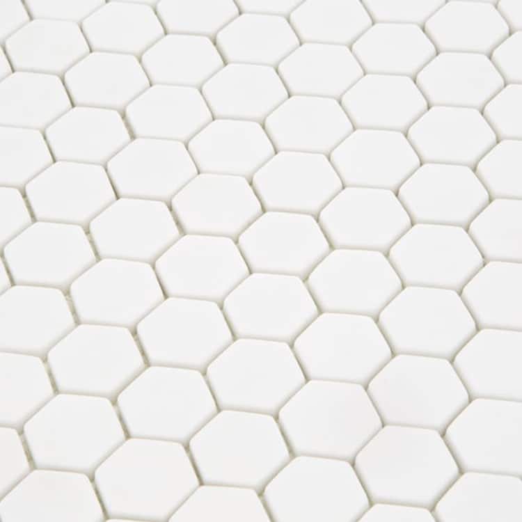 Glasmozaïek - Zeshoek Hexagon Puur Wit 23