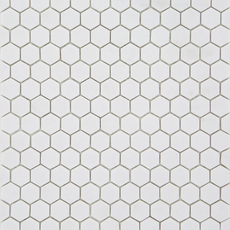 Glasmozaïek - Zeshoek Hexagon Puur Wit 23