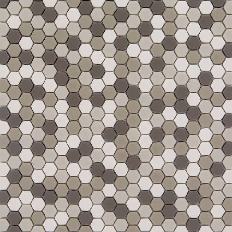 Glasmozaïek - Zeshoek Hexagon Bruin Creme 15