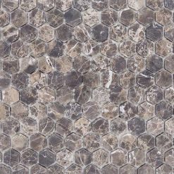 Natuursteenmozaïek - Zeshoek Hexagon Marmerlook Donker